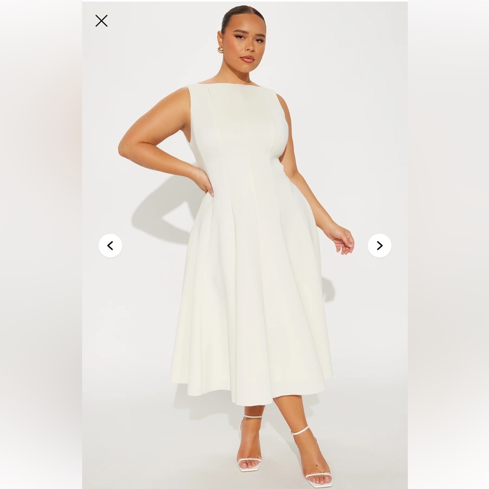 Sweet Sunday Pleated Cream Midi Dress